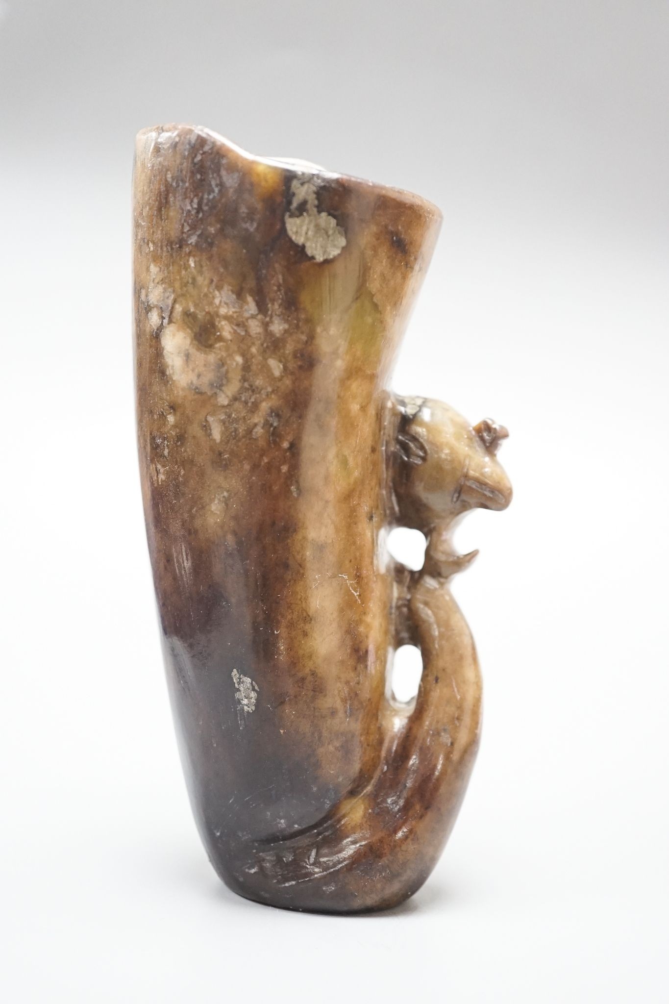 A hardstone Chinese Rhyton, 14.5cm high